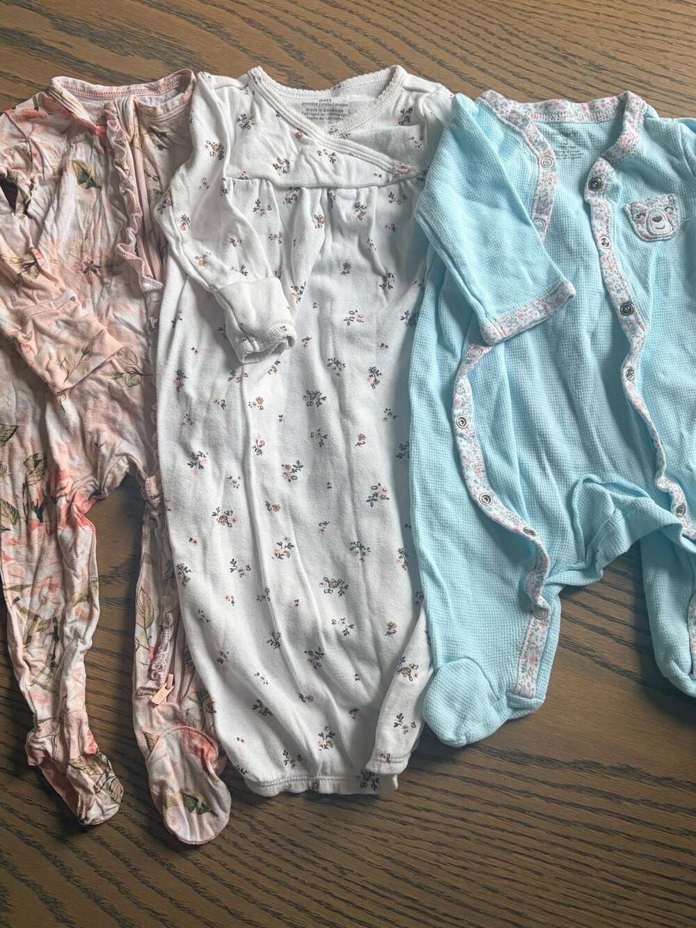 Baby Girl 3-Piece Floral Bundle: Posh Peanut Carter's Sleep Footies and Gowns